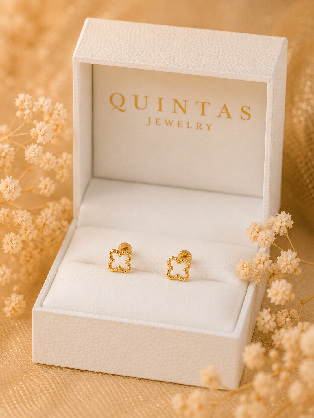 Golden Clover Stud Earrings