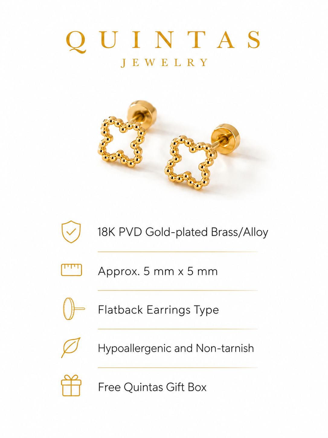 Golden Clover Stud Earrings