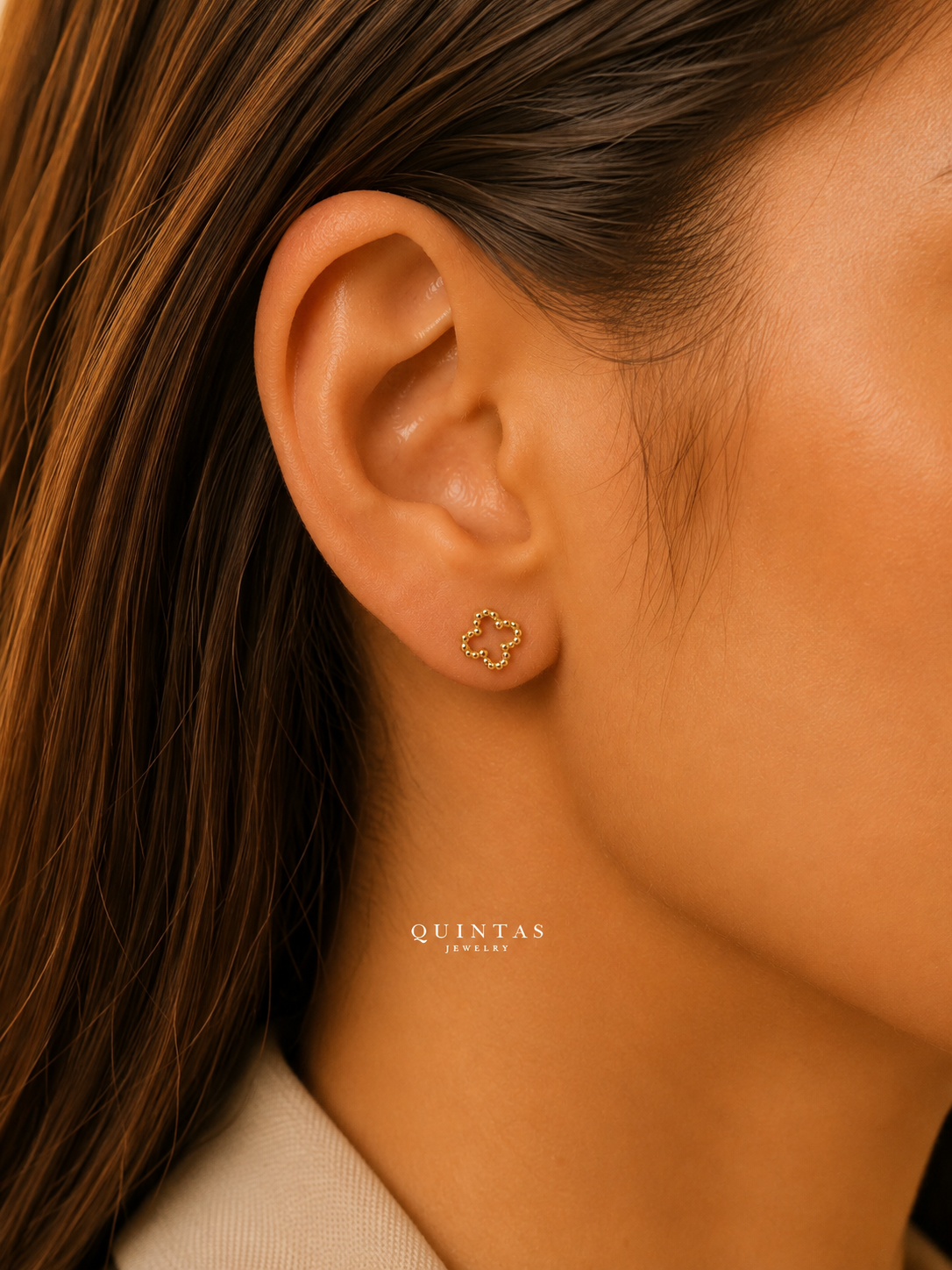 Golden Clover Stud Earrings