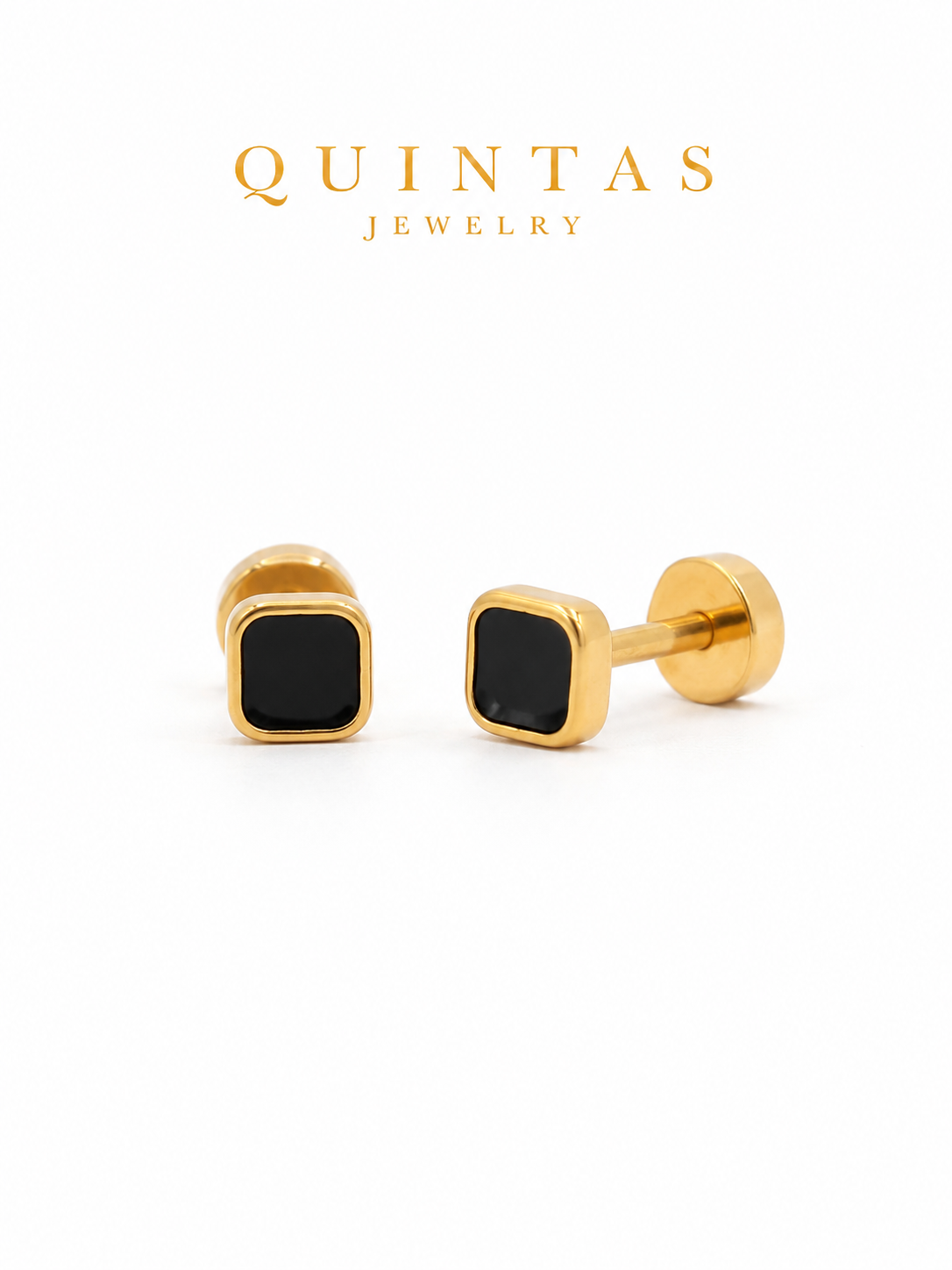 Noir Square Flatback Earrings
