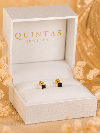 Noir Square Flatback Earrings