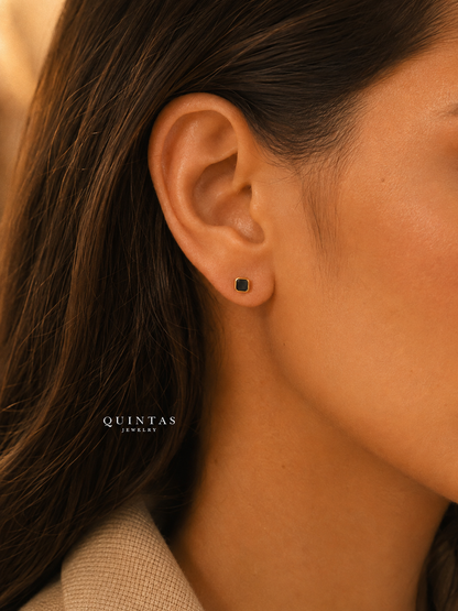 Noir Square Flatback Earrings