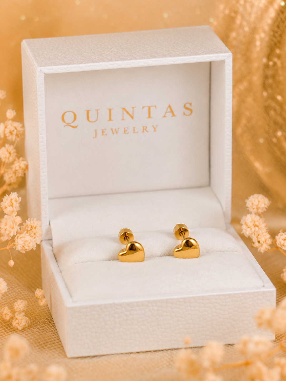 Golden Love Flatback Earrings