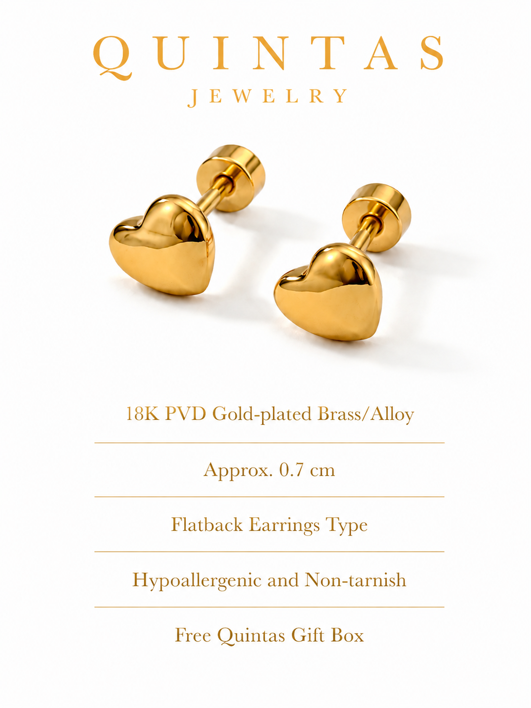 Golden Love Flatback Earrings