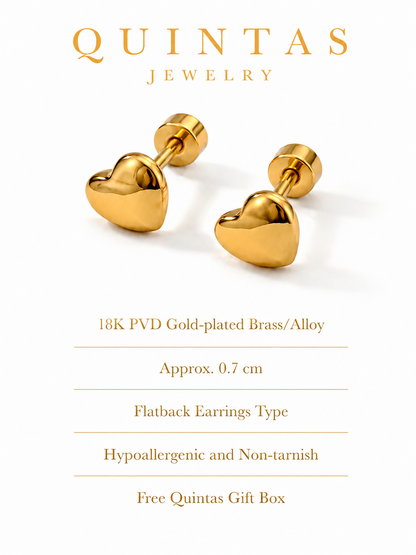 Golden Love Flatback Earrings
