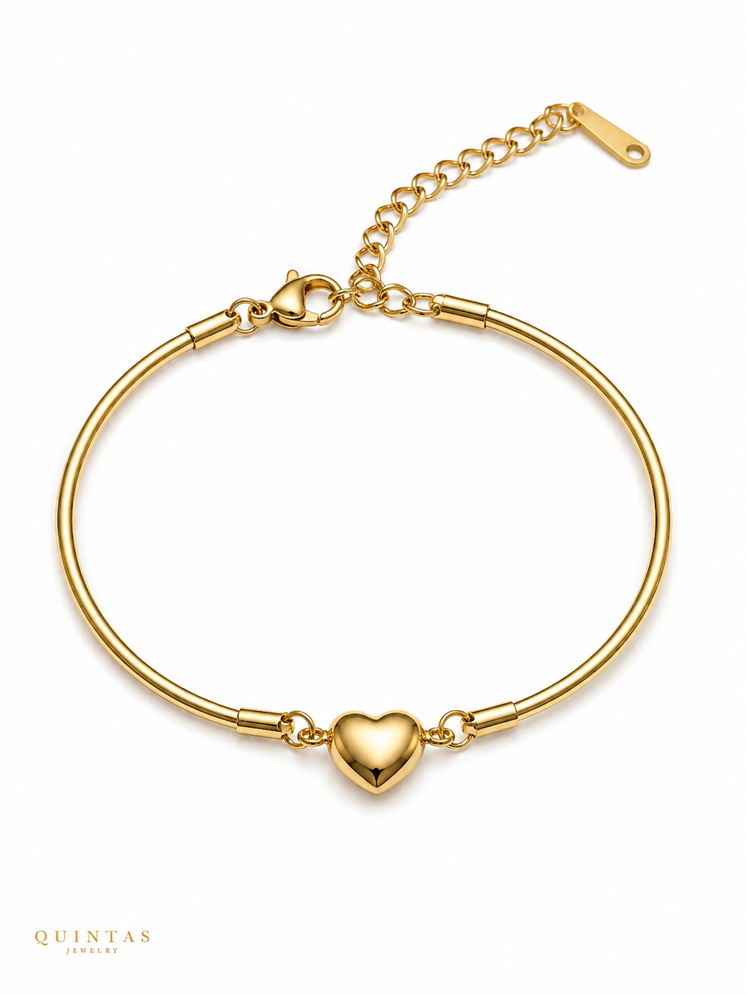 Golden Heart Bangle Bracelet
