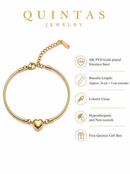Golden Heart Bangle Bracelet