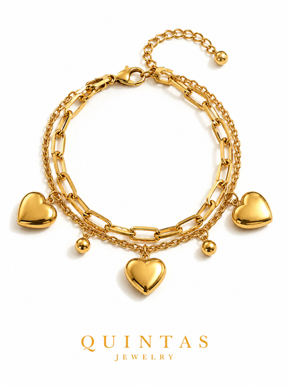 Three Hearts Layered Bracelet