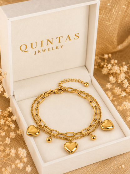 Three Hearts Layered Bracelet