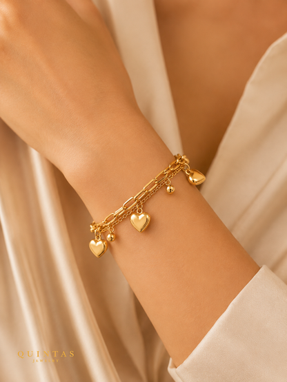 Three Hearts Layered Bracelet
