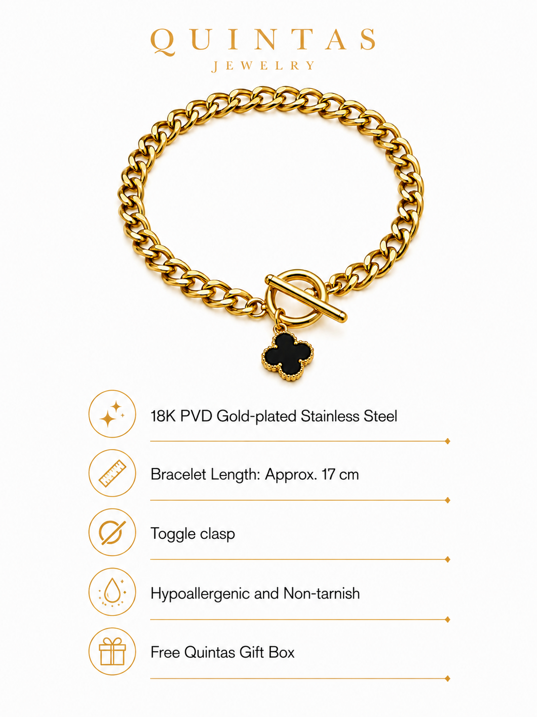 Black Clover Toggle Bracelet