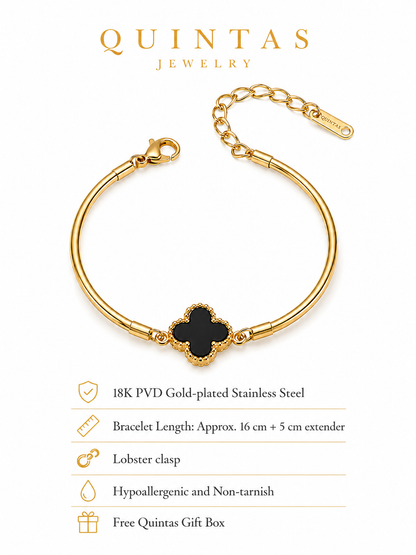 Noir Clover Bangle Bracelet