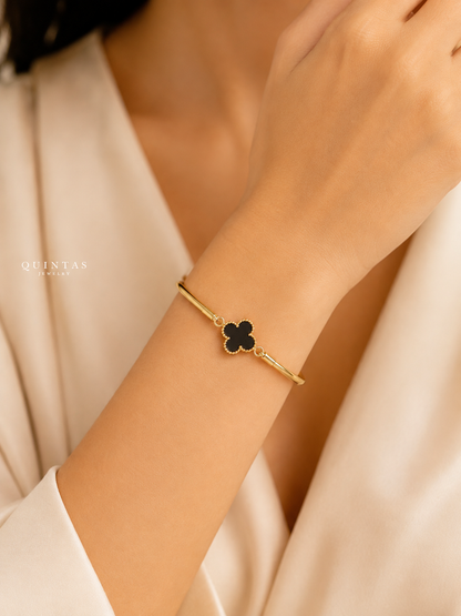 Noir Clover Bangle Bracelet