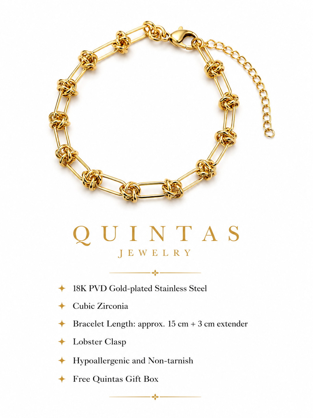 Golden Knot Link Bracelet