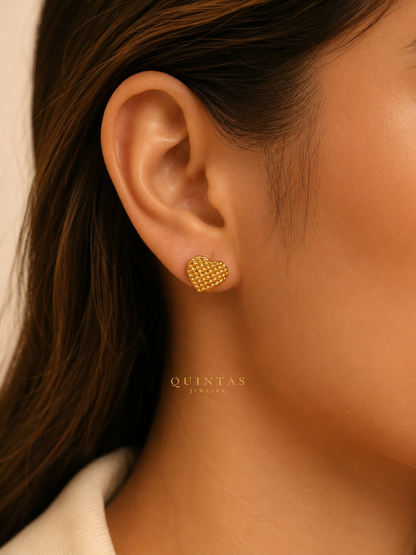 Ara Golden Heart Stud Earrings
