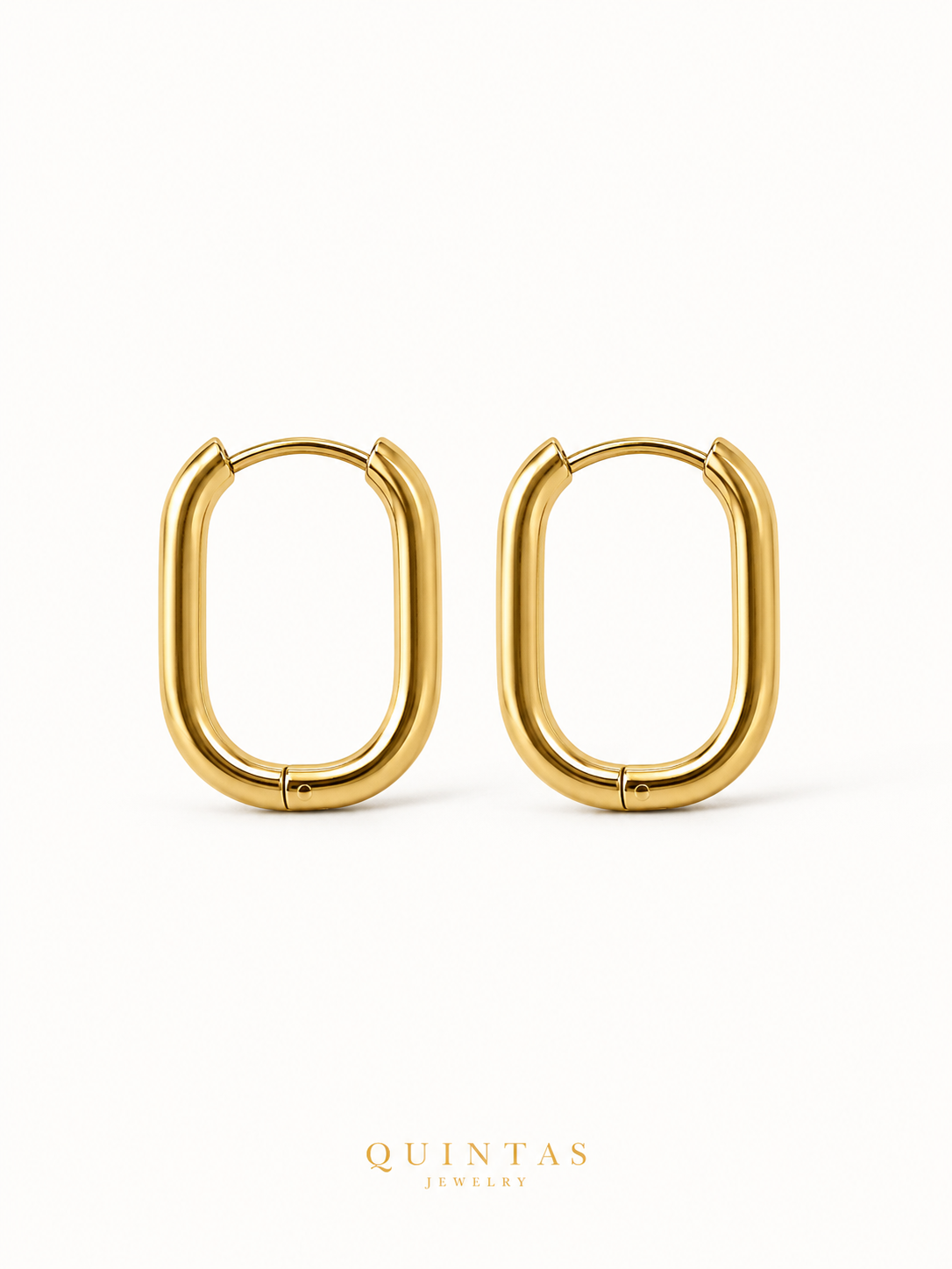 Golden Oval Hoop Earrings