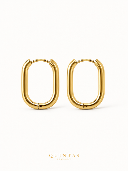 Golden Oval Hoop Earrings