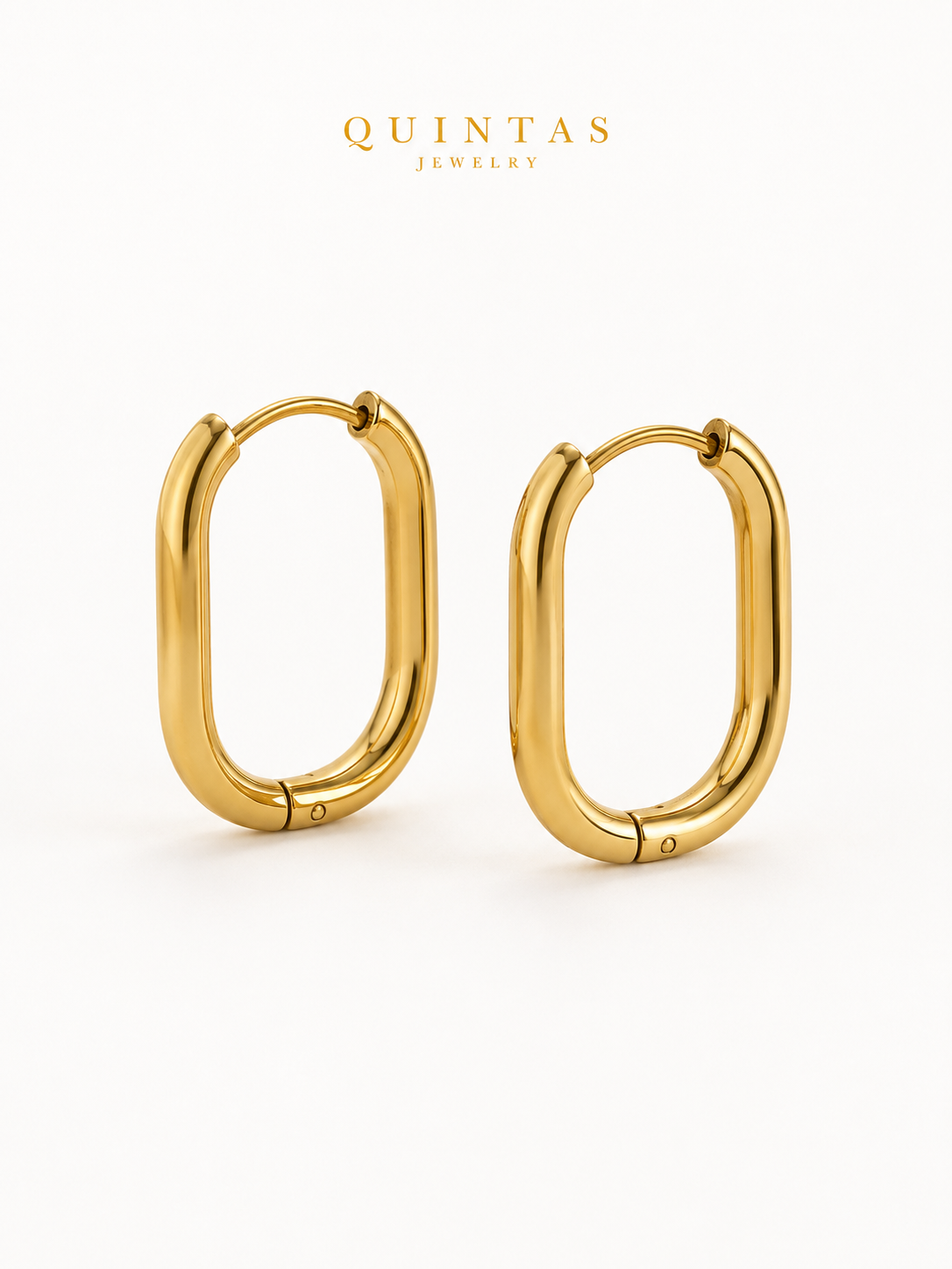 Golden Oval Hoop Earrings