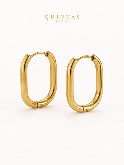 Golden Oval Hoop Earrings