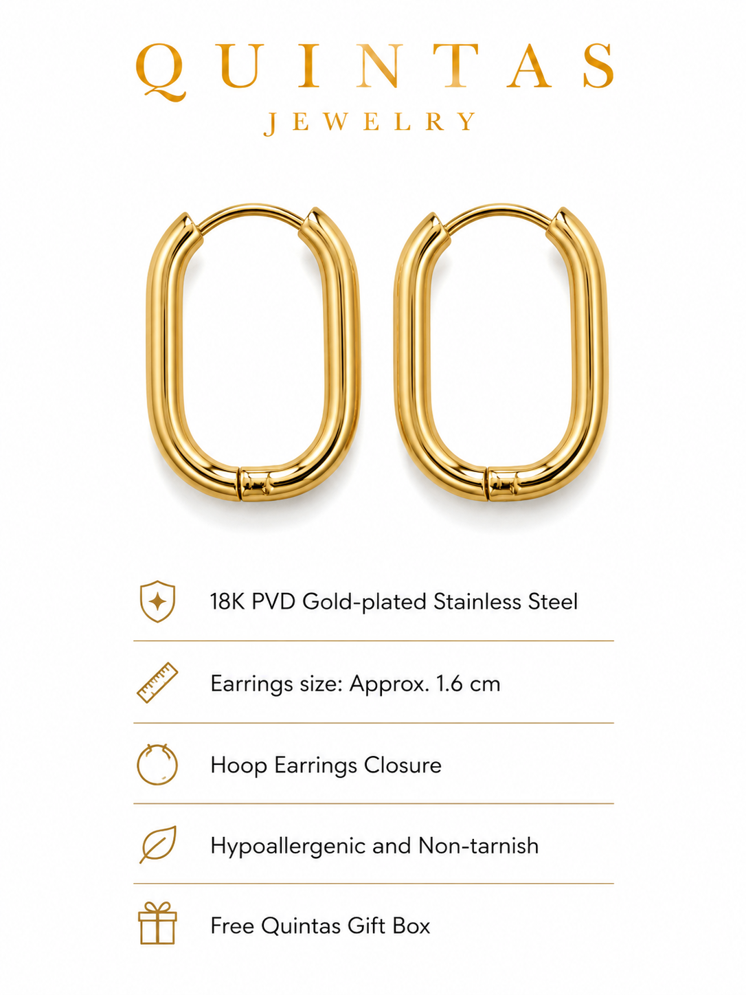 Golden Oval Hoop Earrings