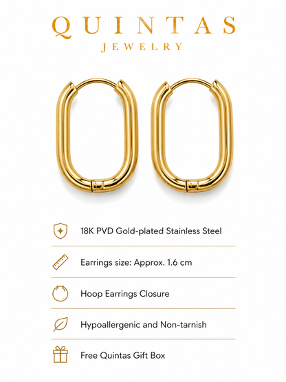 Golden Oval Hoop Earrings