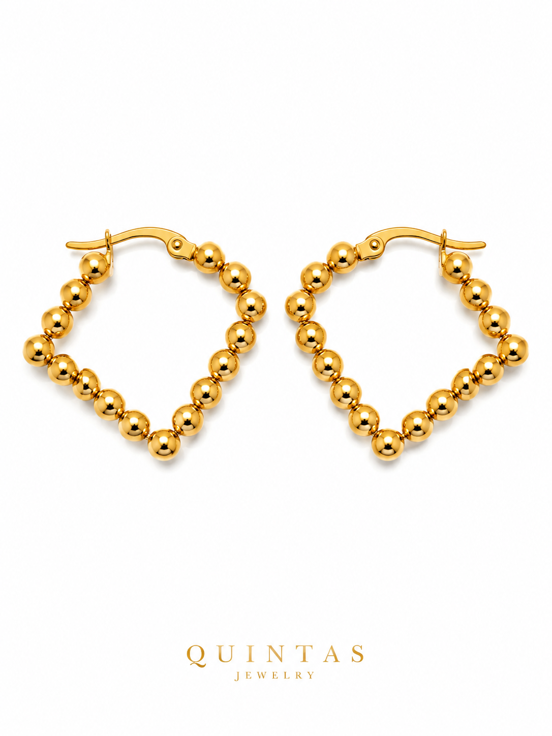 Golden Beaded Hoop Earrings