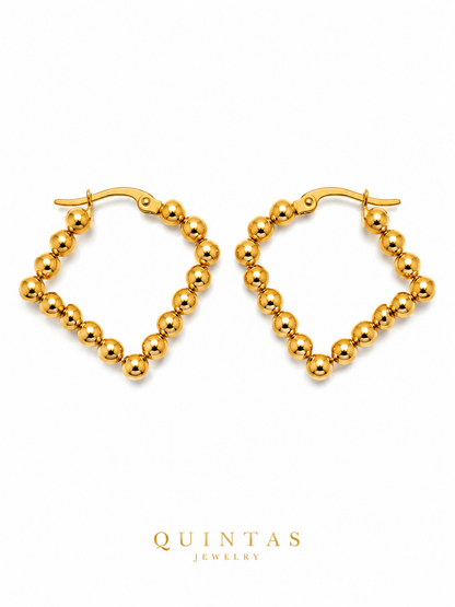 Golden Beaded Hoop Earrings
