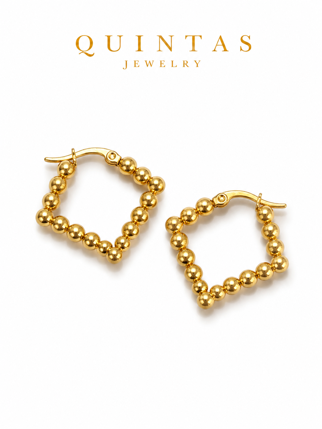 Golden Beaded Hoop Earrings