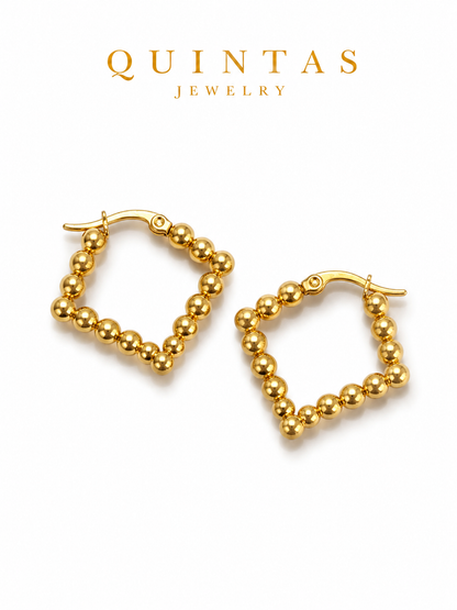 Golden Beaded Hoop Earrings