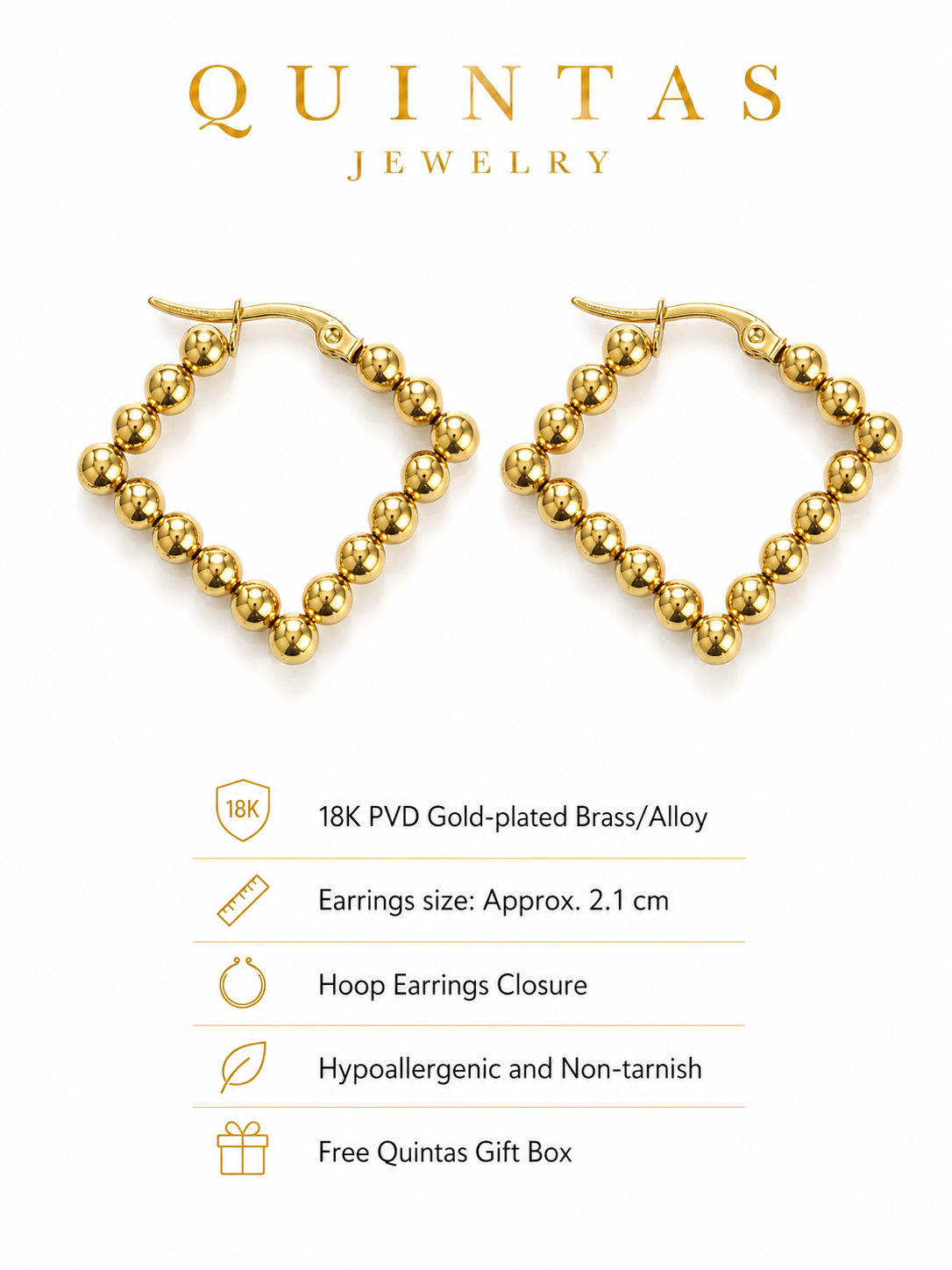 Golden Beaded Hoop Earrings