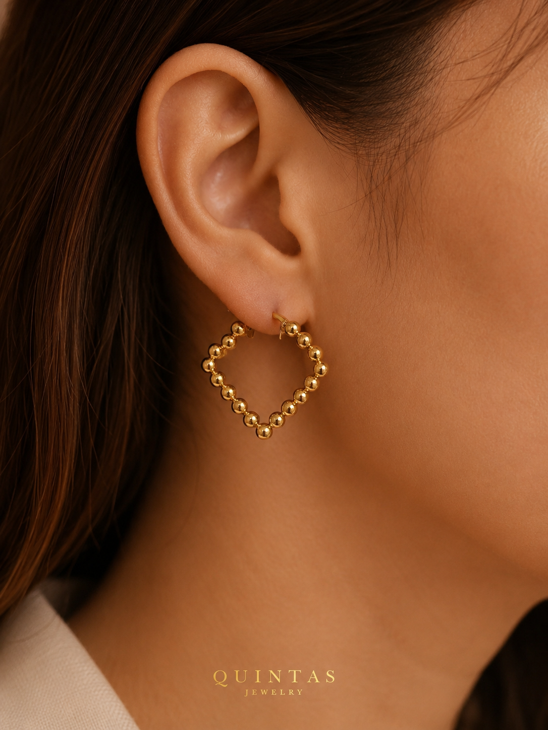 Golden Beaded Hoop Earrings
