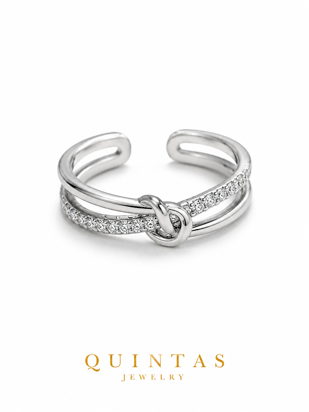 Liora Knot Silver Ring (Adjustable)