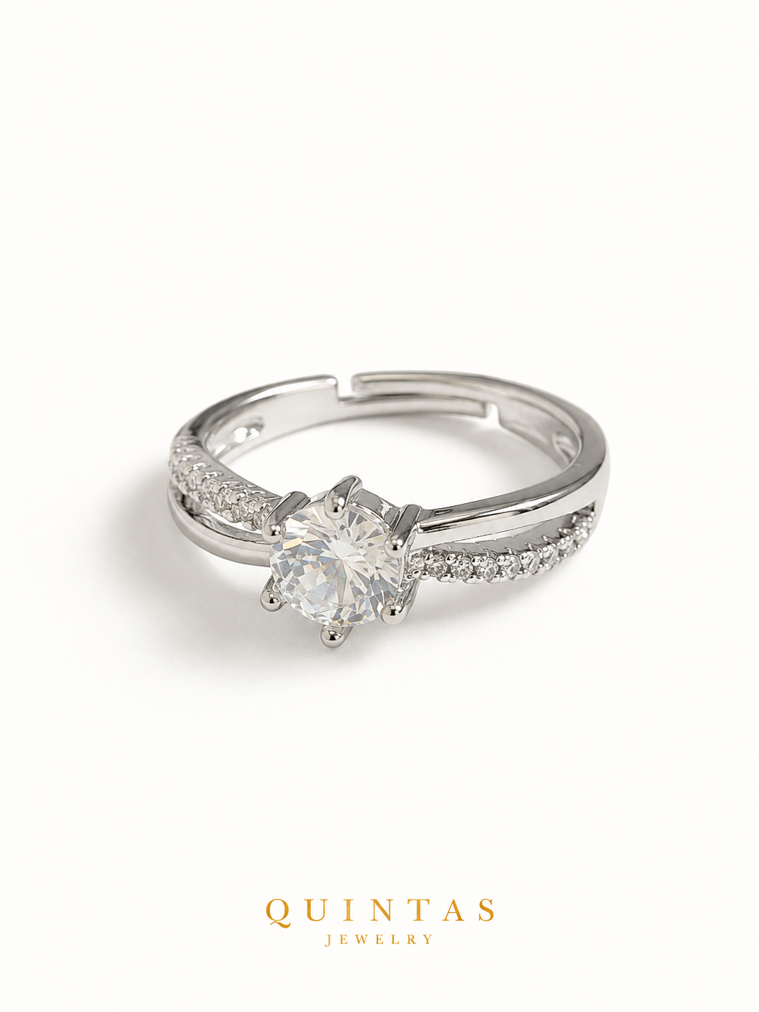 Celeste Solitaire Silver Ring (Adjustable)
