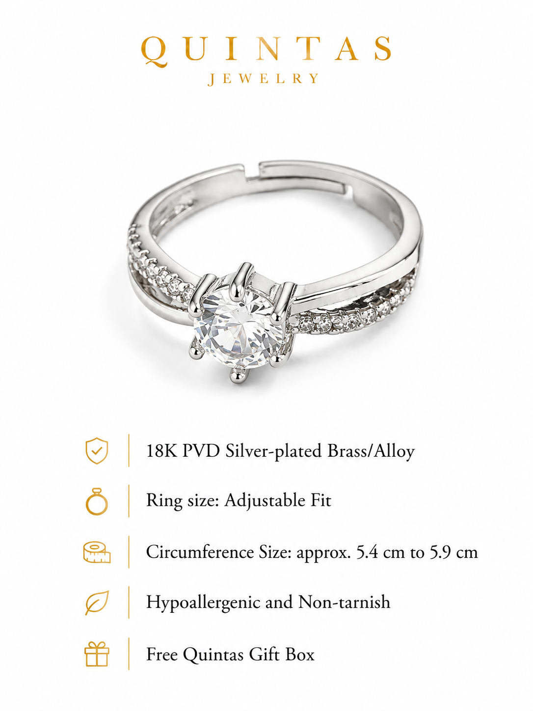 Celeste Solitaire Silver Ring (Adjustable)