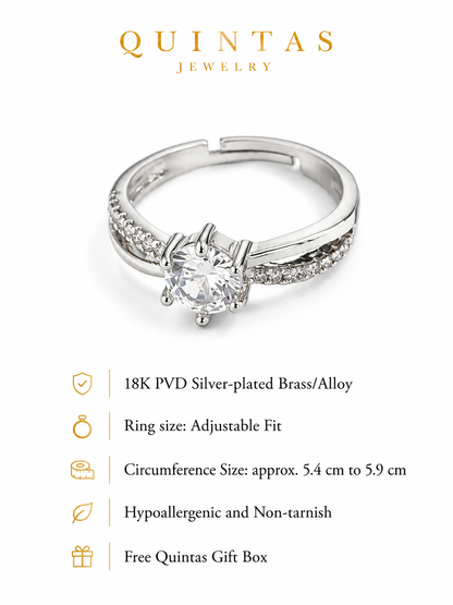 Celeste Solitaire Silver Ring (Adjustable)