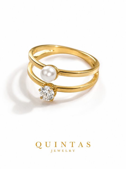 Grace Pearl and Diamond Ring