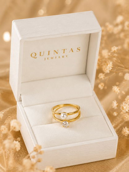 Grace Pearl and Diamond Ring