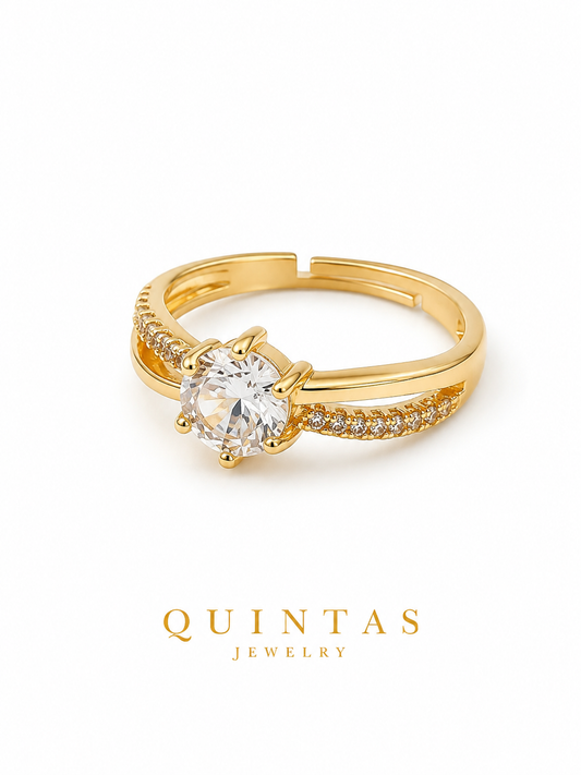 Celeste Solitaire Gold Ring (Adjustable)