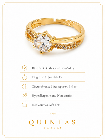 Celeste Solitaire Gold Ring (Adjustable)