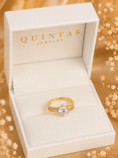 Celeste Solitaire Gold Ring (Adjustable)