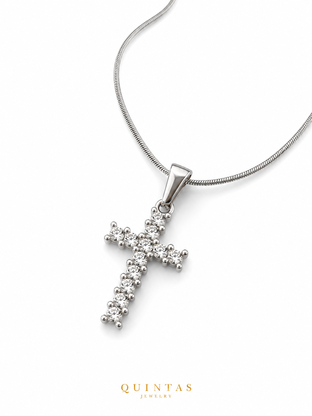 Iced Cross Silver Necklace