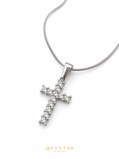 Iced Cross Silver Necklace