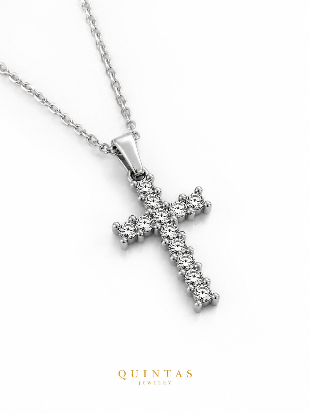Iced Cross Silver Necklace