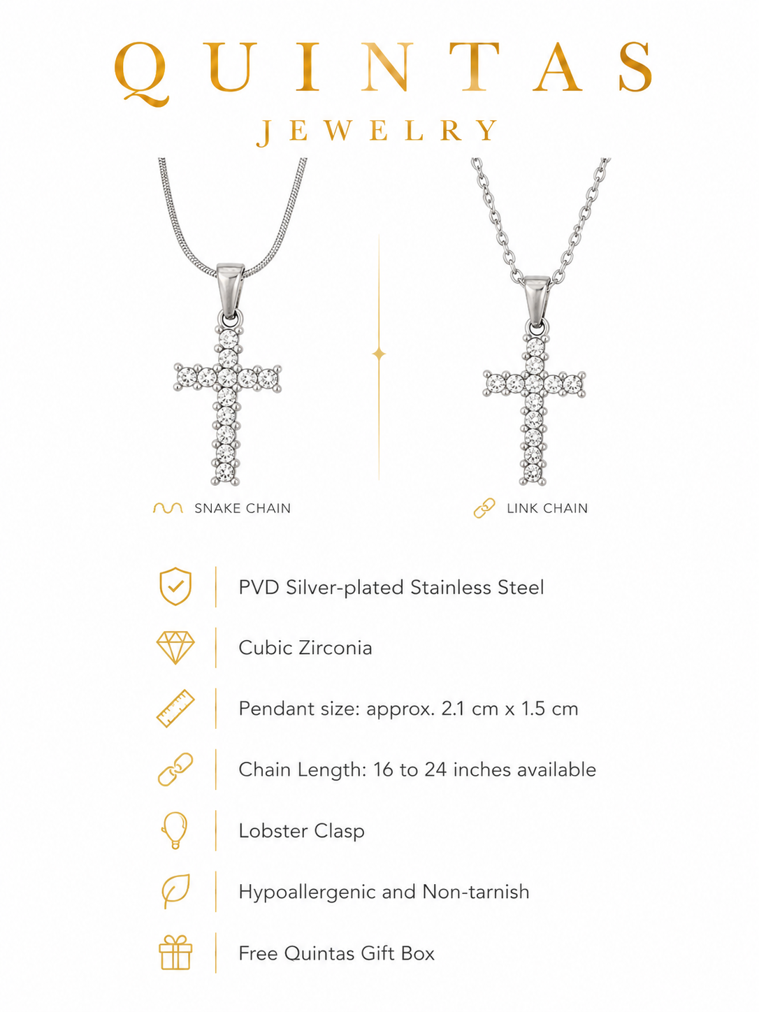Iced Cross Silver Necklace