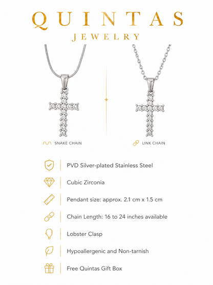 Iced Cross Silver Necklace