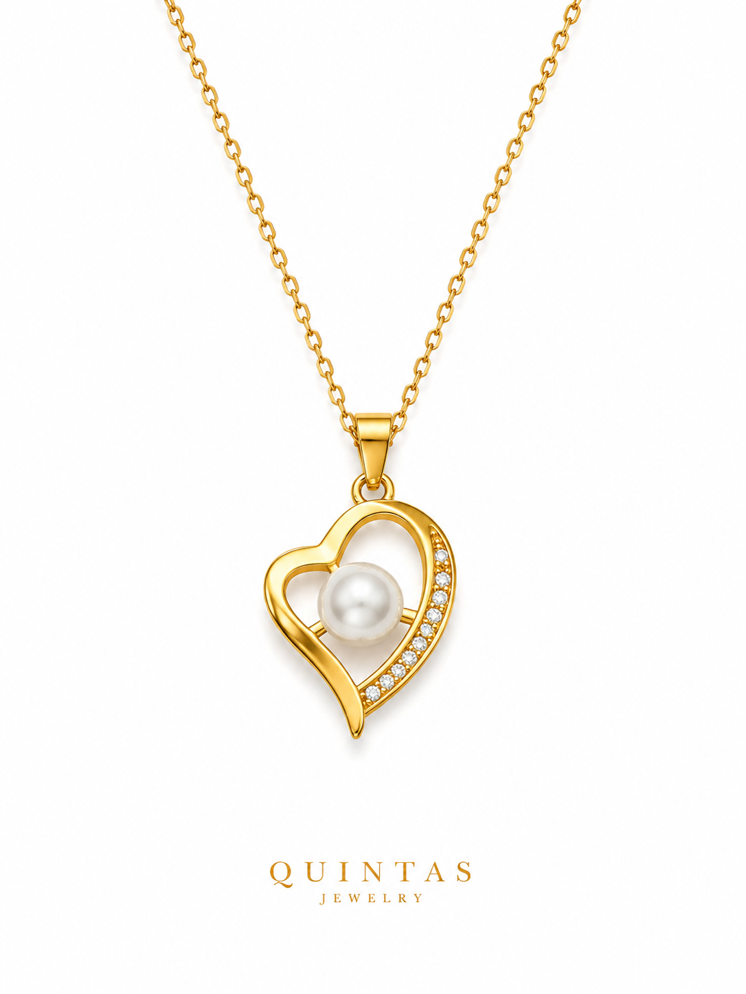 Solana Heart Pearl Necklace