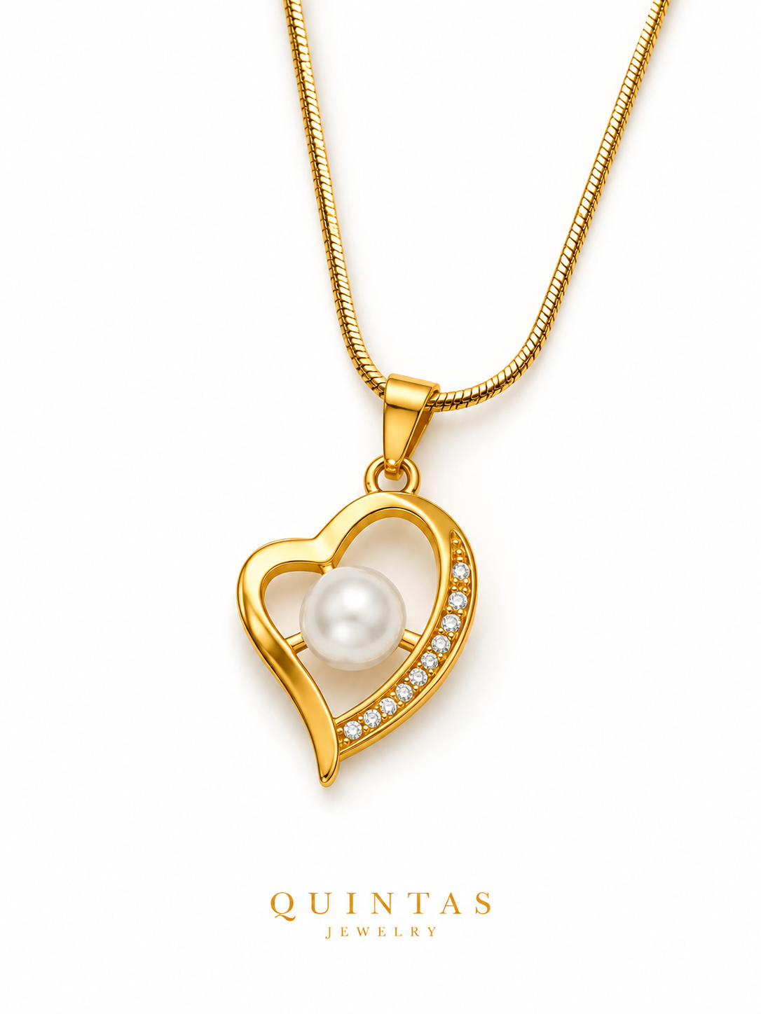 Solana Heart Pearl Necklace
