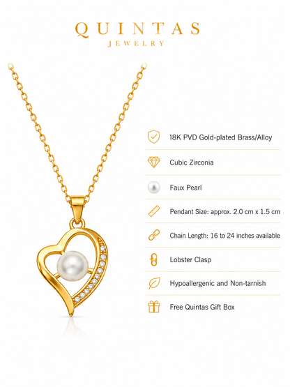 Solana Heart Pearl Necklace