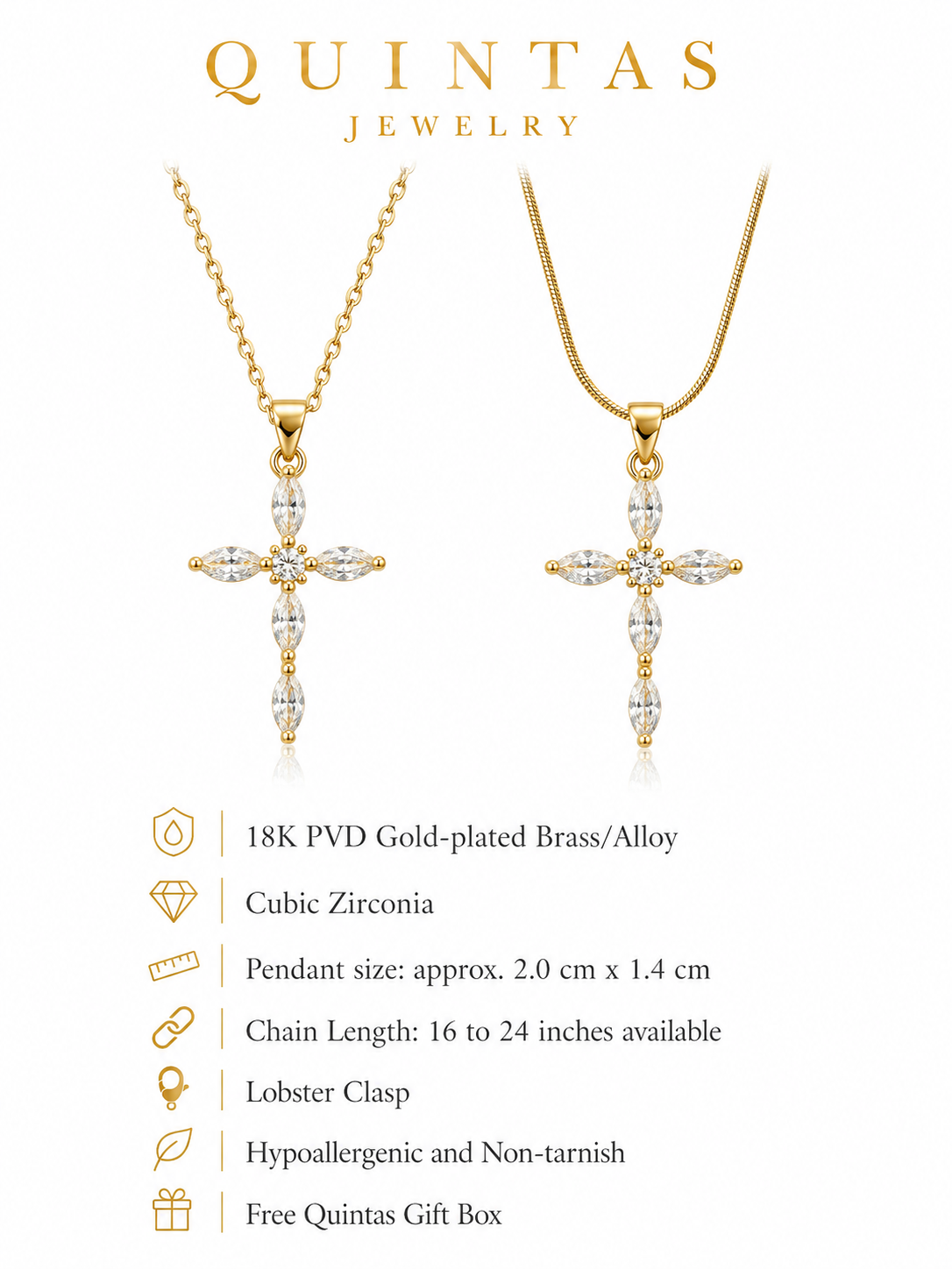 Marquise Cross Necklace