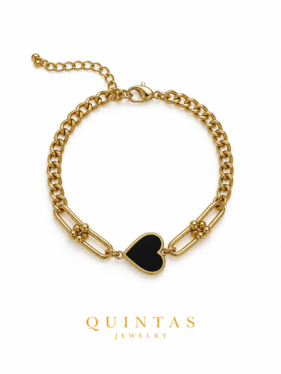 Vina Black Heart Bracelet